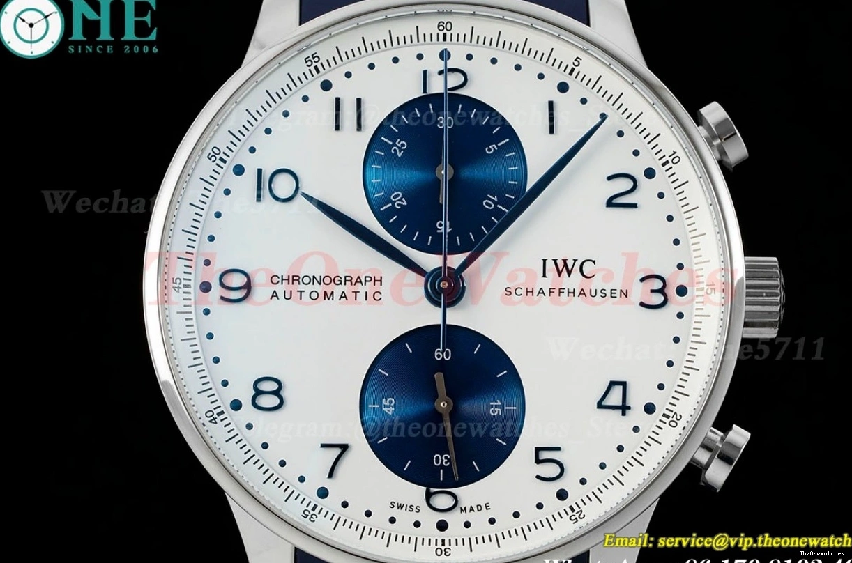 RU Z+F SS 41mm A69355 White Portuguese Blue Chrono 0209